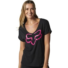 TEE SHIRT FOX FEMME NOIR ROSE