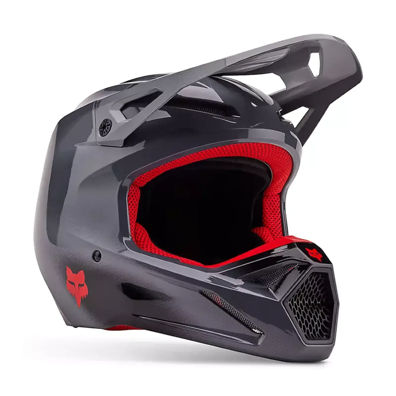 CASQUE FOX V1 INTERFERE GRIS ET ROUGE