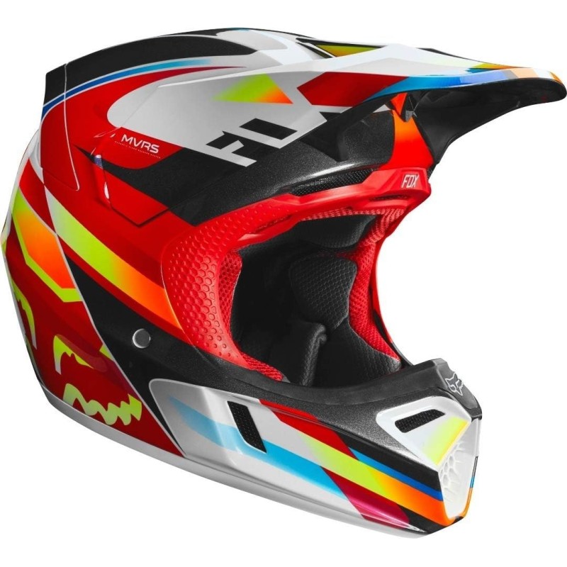 CASQUE FOX V3 MOTIF HELMET ROUGE JAUNE