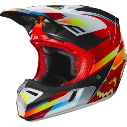 CASQUE FOX V3 MOTIF HELMET ROUGE JAUNE