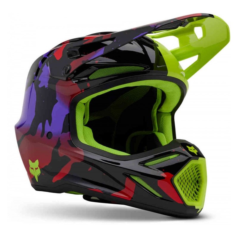 CASQUE FOX V3 THROTTLE JAUNE FLUO